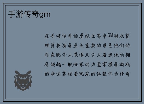 手游传奇gm